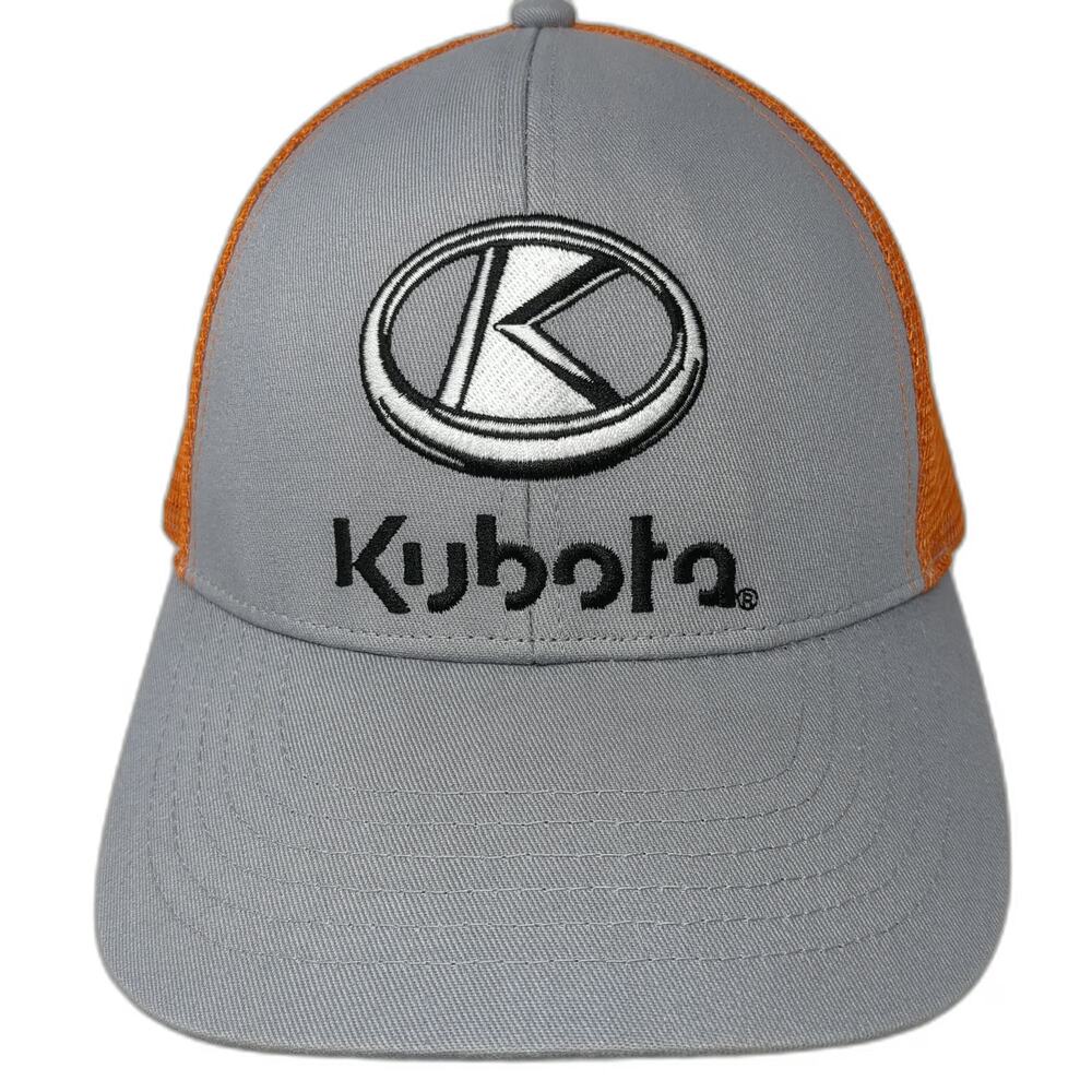 K-Products Kubota Baseball Cap Gray Orange One Size Mesh Back Idaho Tractor Hat